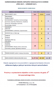 harmonogram odbioru odpadów VII-IX 2017r.
